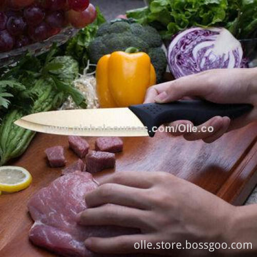 Ceramic Chef Knife with Titanium Golden Color Coating